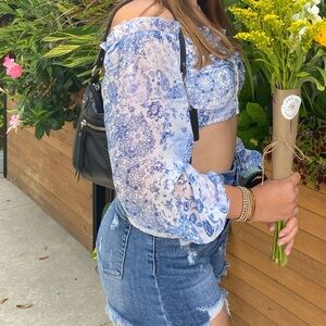 Off the shoulder floral crop top
